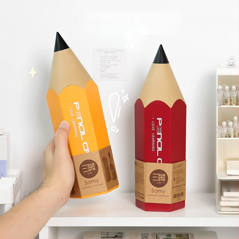 Zīmuļa formas pildspalvu konteineri studentiem, radošs galds ar vāku, putekļu necaurlaidīgs kancelejas preču uzglabāšanas pildspalvu kaste, uzglabāšanas spainis, kosmētikas otu kaste