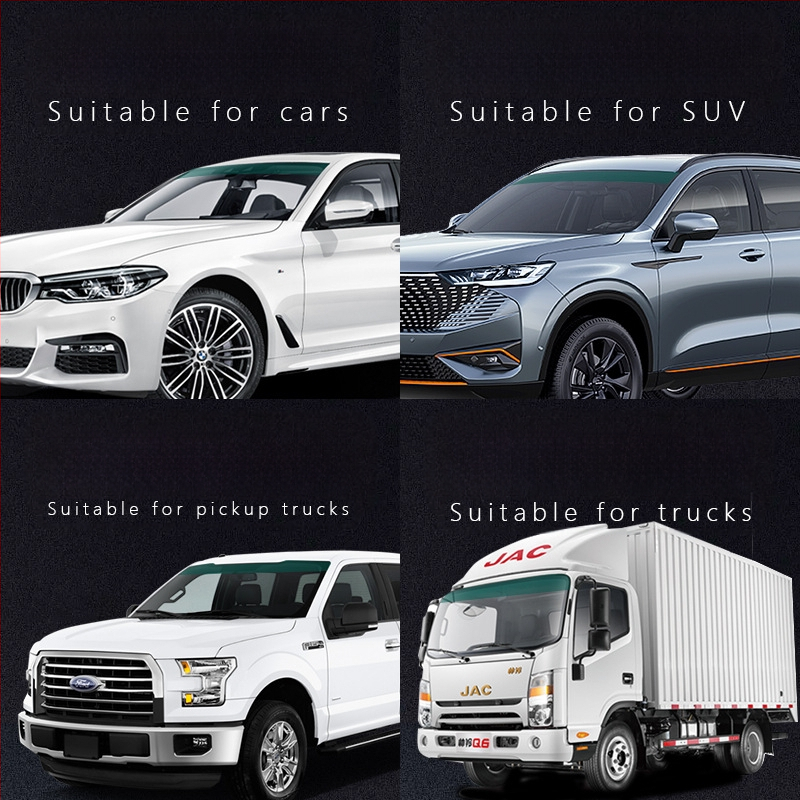 Priekinė saulės plėvelė, atspindinti izoliacinė plėvelė, dekoratyvinė juostelė, saulės skydelis, puspriekabės priekinis stiklas, sunkvežimio automobilio apsaugos nuo saulės plėvelė