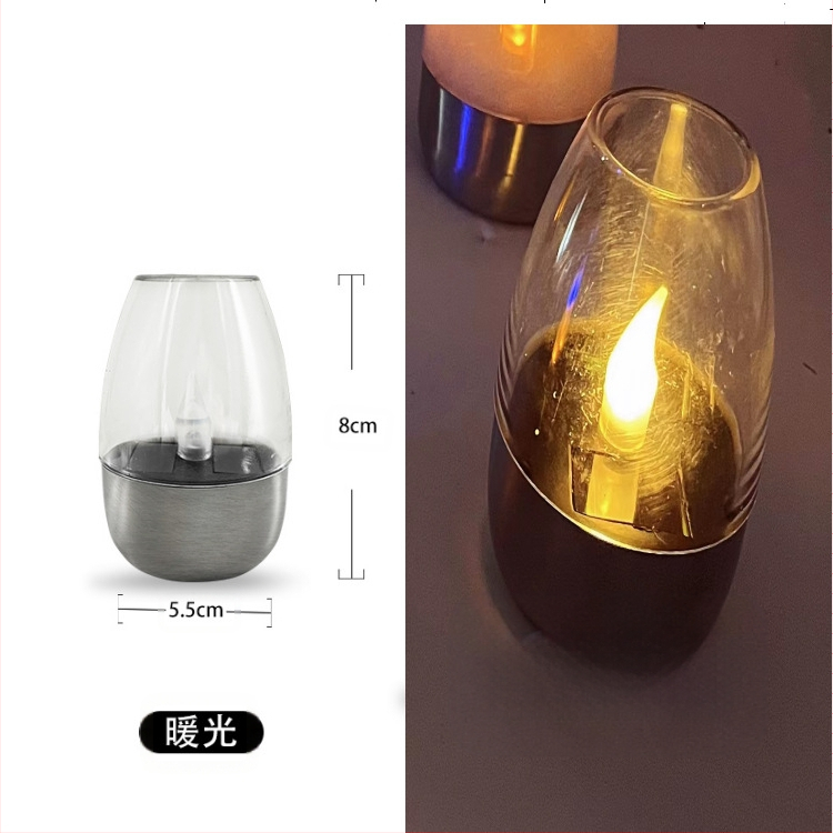 ♡Keresztbe helyezhető napelemes kültéri udvari LED-es rozsdamentes acél gyertyafény, gyepteraszra épített éjszakai fény, halloweeni fény