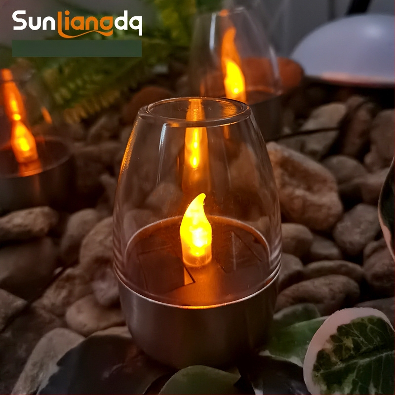 ♡Keresztbe helyezhető napelemes kültéri udvari LED-es rozsdamentes acél gyertyafény, gyepteraszra épített éjszakai fény, halloweeni fény