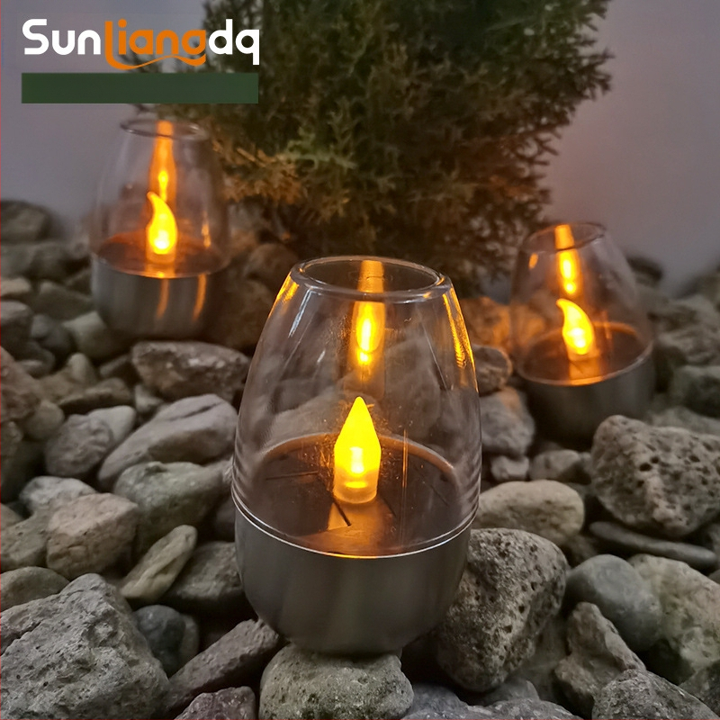 ♡Keresztbe helyezhető napelemes kültéri udvari LED-es rozsdamentes acél gyertyafény, gyepteraszra épített éjszakai fény, halloweeni fény