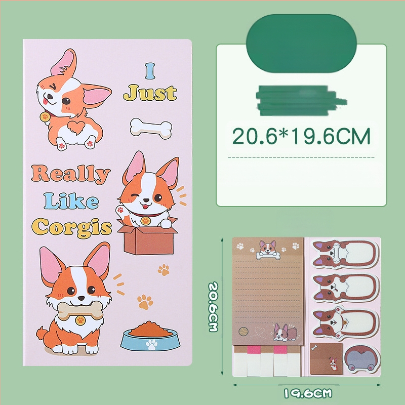 Piiriülene koomiksilooma kombinatsioon lemmiklooma post-it märkmed õpilase lastele punch käes konto plaan see erikujuline märkmekleebis