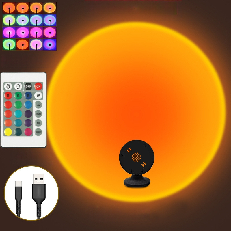 Internetikuulsuste RGB päikeseloojanguvalgusti tõstmiseks kaasaskantav väike põrandavalgusti atmosfääri projektsioon hämaruse järelkuma taust päikeseloojanguvalgus