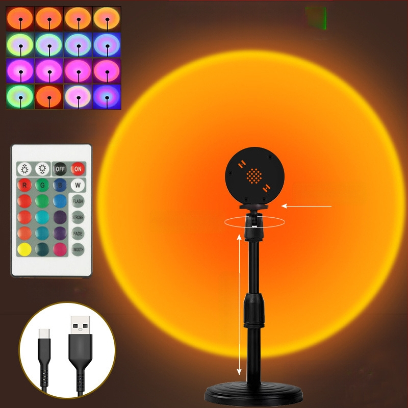 Internetikuulsuste RGB päikeseloojanguvalgusti tõstmiseks kaasaskantav väike põrandavalgusti atmosfääri projektsioon hämaruse järelkuma taust päikeseloojanguvalgus