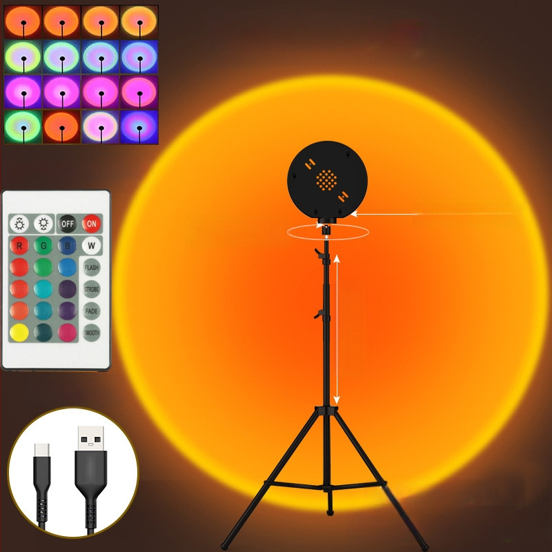 Internetikuulsuste RGB päikeseloojanguvalgusti tõstmiseks kaasaskantav väike põrandavalgusti atmosfääri projektsioon hämaruse järelkuma taust päikeseloojanguvalgus