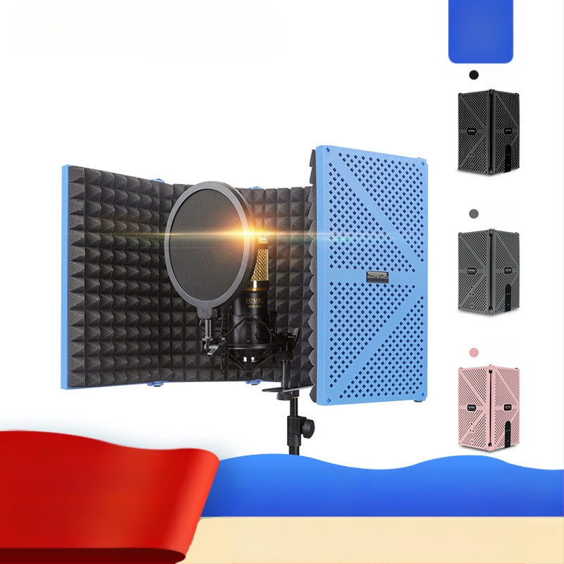 Elava karaoke kondensaatormikrofoni heliisolatsioon puuvillast heli neelav puuvillane hulgimüügi mikrofoni heliisolatsiooniplaat tuulekindel ekraan viieukseline heliisolatsioonikate