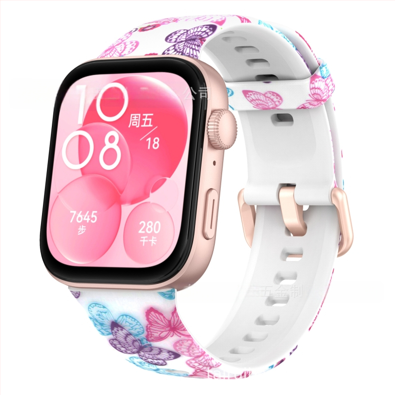 Huawei Watch Fit3 nyomtatott színes csattal ellátott szilikon szíj Huawei Fit3 Smart Sport csereszíj