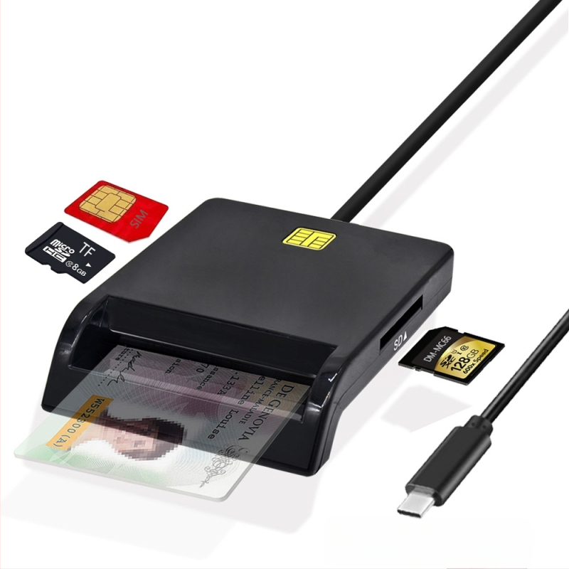 USB2.0 nutikas kiipkaardilugeja Ic pangakaardi C-tüüpi kõik-ühes kaardilugeja toetab SIM-kaardi ID-d CAC-i