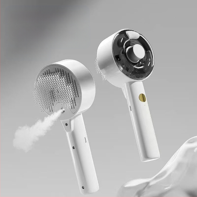 Гребен за масаж на кучета с спрей за домашни любимци, гребен за премахване на окосмяване с едно докосване за котки, гребен за котки, UV стерилизация и премахване на акари