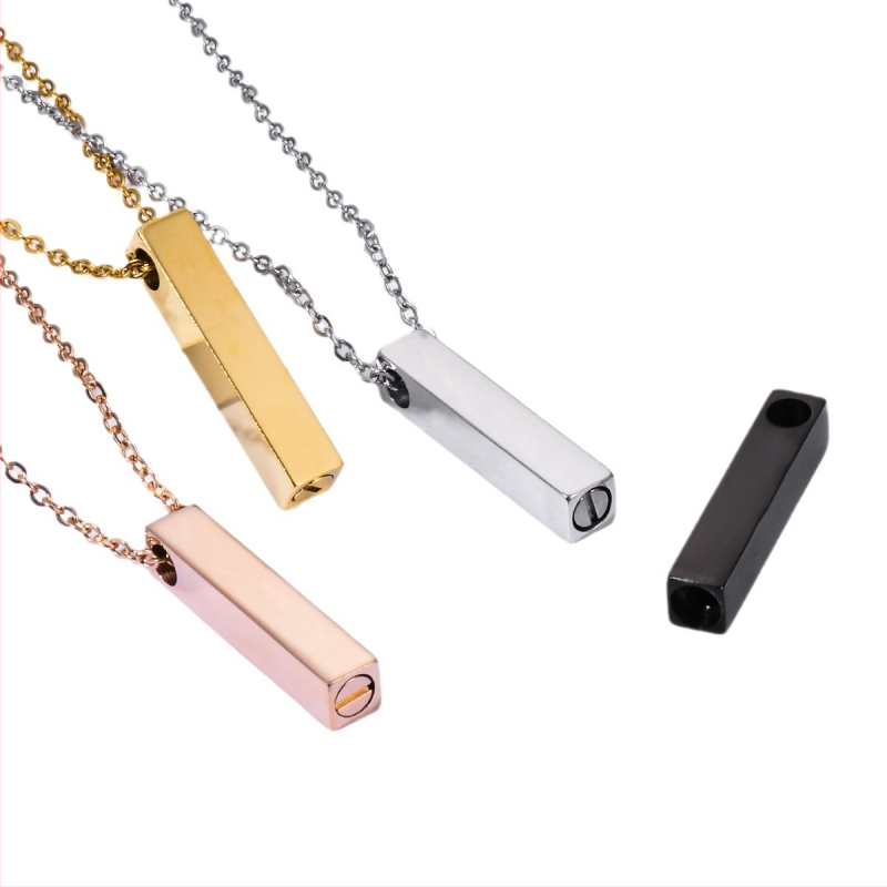 Piiriülene kuum müük roostevabast terasest ruudukujuline sammas ristkülikukujuline sammas avatav tuhast kaelakee mälestus parfüümipudeli ripats