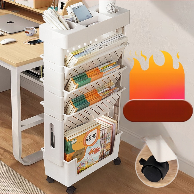 Настолен рафт за книги, студентски многослоен голям капацитет за съхранение на книги, поставка за книги, подвижна поставка за четене