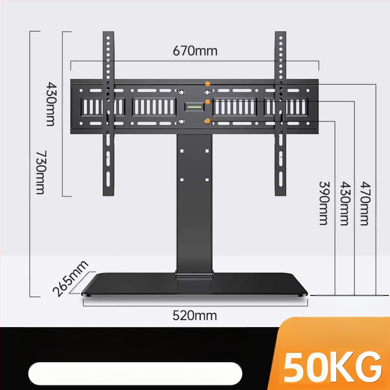 Suport TV universal, fără perforații, pentru birou, suport elevat pentru 32/55/65/80 inch