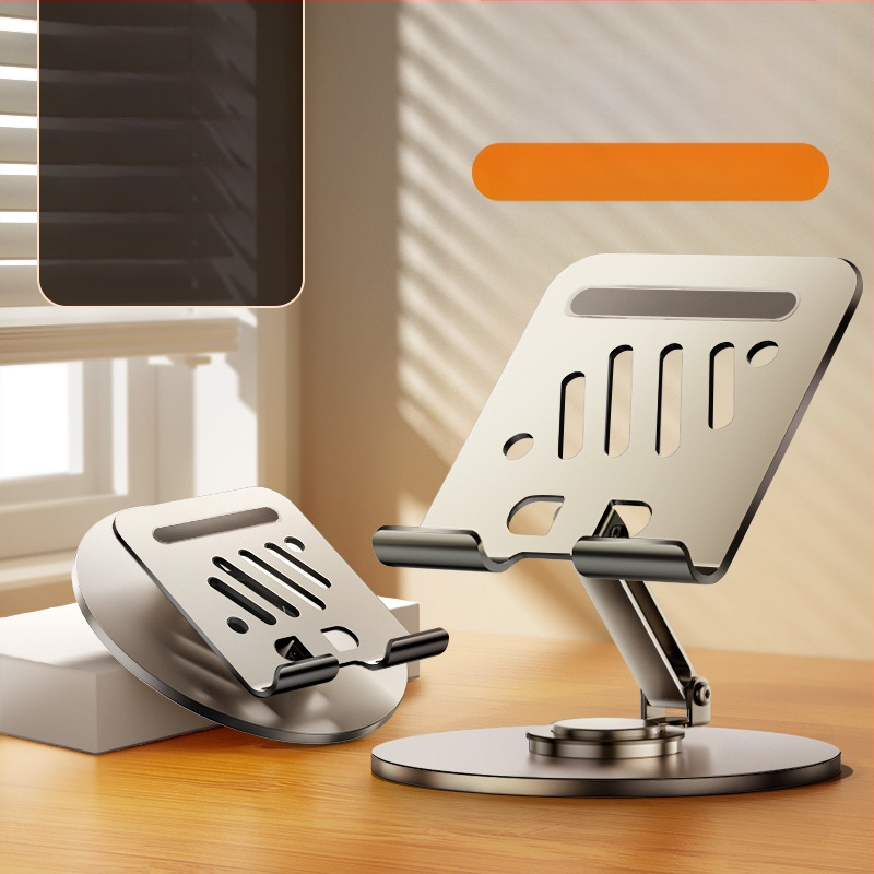 Mobiltelefontartó szénacélból, lapos, univerzális, magasító állvány, 360 fokban forgatható, összecsukható, emelhető asztali polc