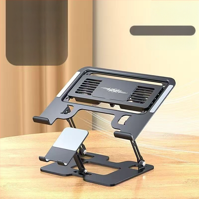 Mobiltelefontartó szénacélból, lapos, univerzális, magasító állvány, 360 fokban forgatható, összecsukható, emelhető asztali polc