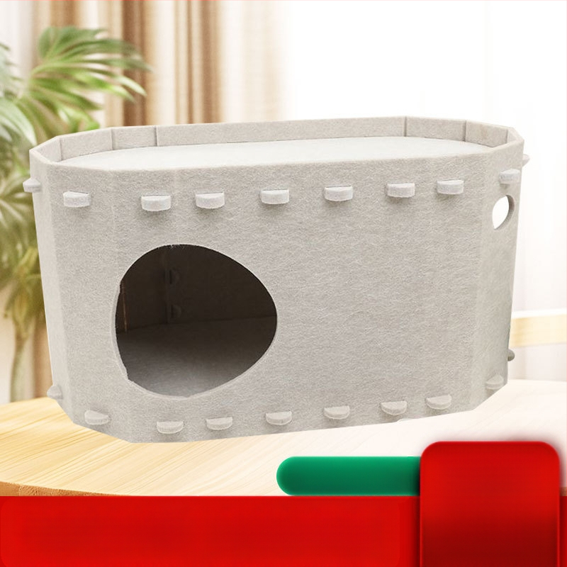 Határokon átnyúló kisállatfészek macskaparadicsom kopásálló, karcálló és nem vedlő, kétrétegű, nagyméretű filc macskafészek minden évszakra