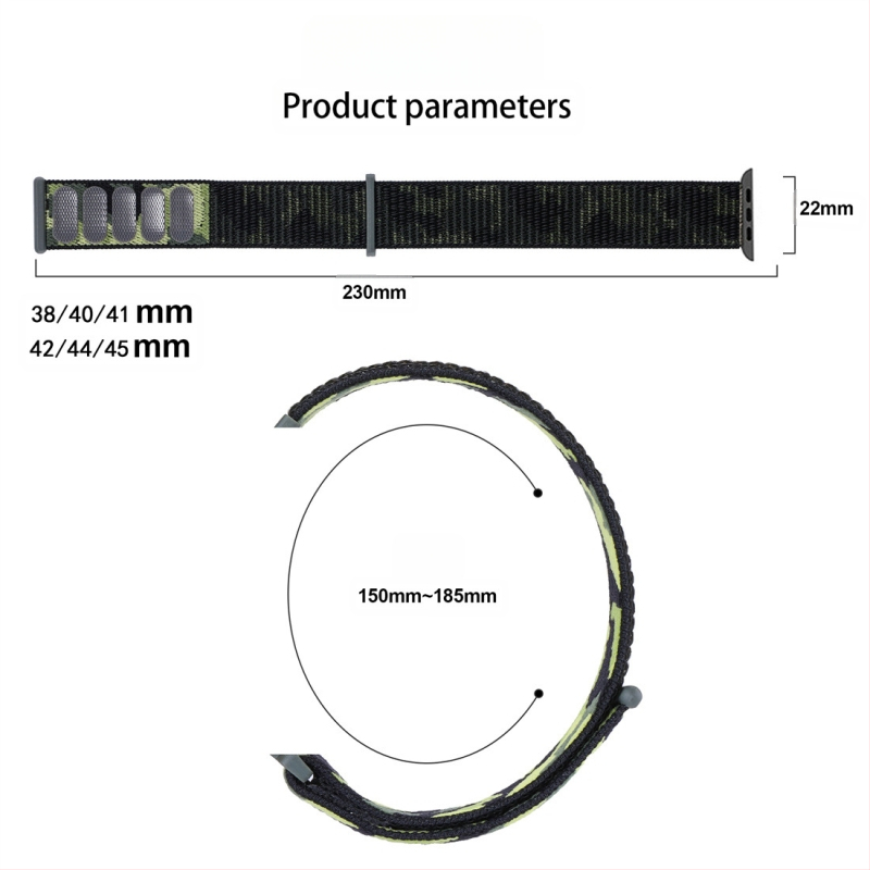 Apple Watch 5678910 álcázó nejlonszíj iWatch S10 tépőzáras sport karpánt