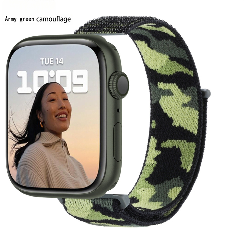 Apple Watch 5678910 álcázó nejlonszíj iWatch S10 tépőzáras sport karpánt