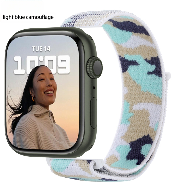 Apple Watch 5678910 álcázó nejlonszíj iWatch S10 tépőzáras sport karpánt