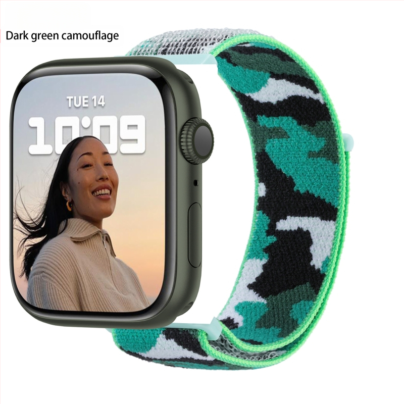 Apple Watch 5678910 álcázó nejlonszíj iWatch S10 tépőzáras sport karpánt