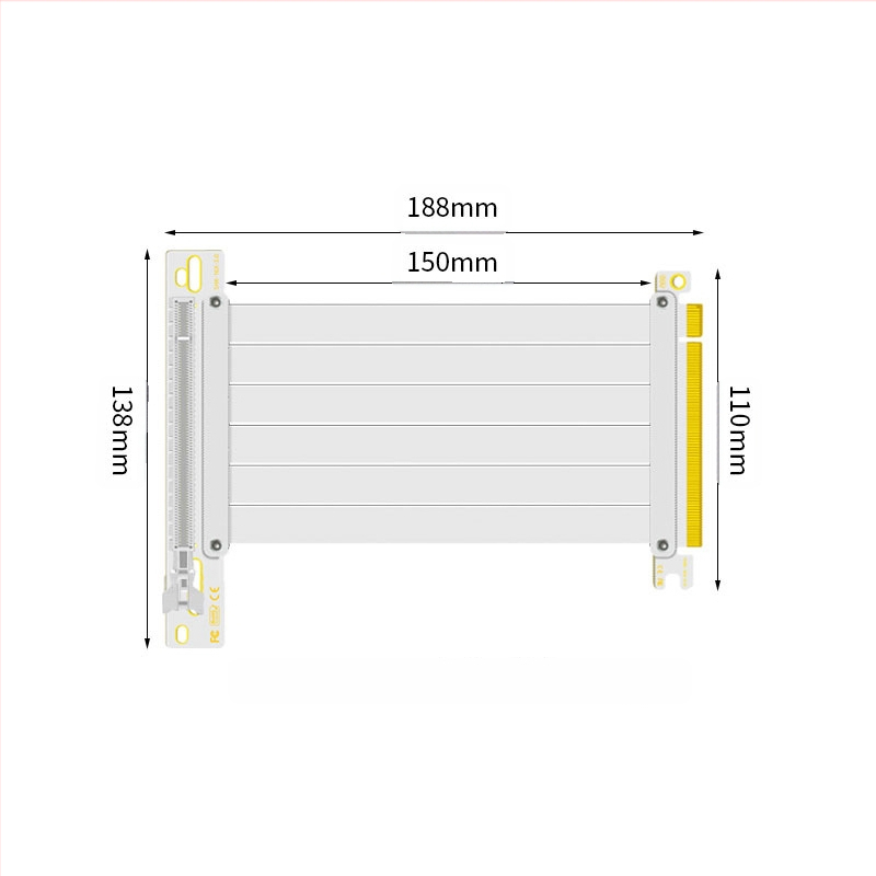 Nullkraadise perekonna PCI-E 3.0 4.0 16x graafikakaardi pikenduskaabel 90-kraadise nurgaga adapterkaart kiire ülekande stabiilsuse tagamiseks