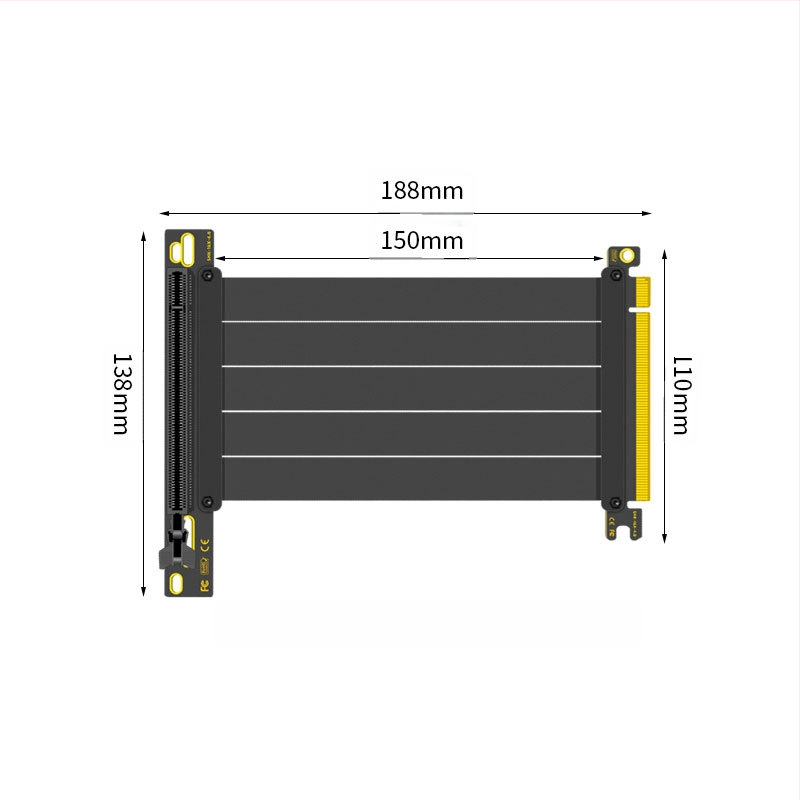 Nullkraadise perekonna PCI-E 3.0 4.0 16x graafikakaardi pikenduskaabel 90-kraadise nurgaga adapterkaart kiire ülekande stabiilsuse tagamiseks