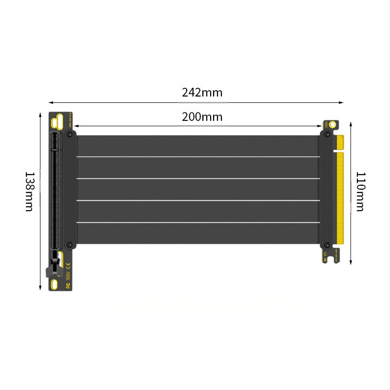 Nullkraadise perekonna PCI-E 3.0 4.0 16x graafikakaardi pikenduskaabel 90-kraadise nurgaga adapterkaart kiire ülekande stabiilsuse tagamiseks