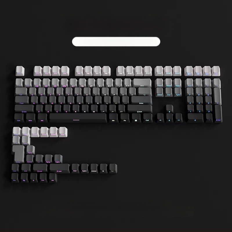 Pbt poolläbipaistvad klahvikatted küljele graveeritud mustritega, mikrolihvitud pind, 131 klahvi, kuuevärviline gradientvärvi sublimatsioon, moodsad, ühilduvad mehaaniliste klaviatuuridega