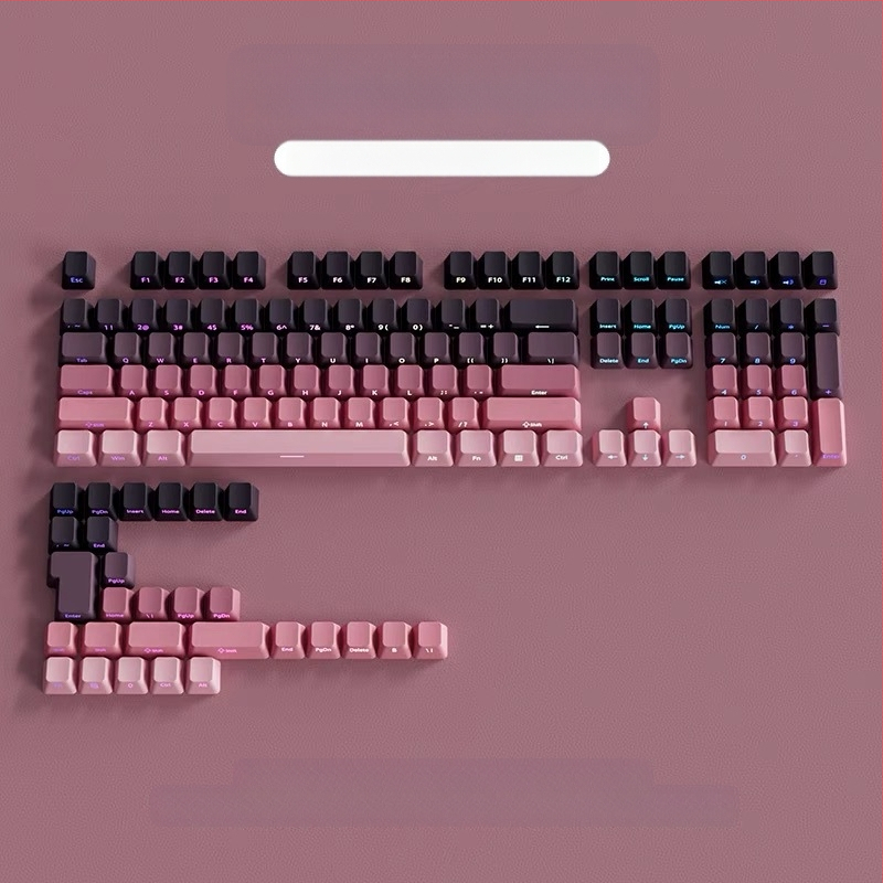 Pbt poolläbipaistvad klahvikatted küljele graveeritud mustritega, mikrolihvitud pind, 131 klahvi, kuuevärviline gradientvärvi sublimatsioon, moodsad, ühilduvad mehaaniliste klaviatuuridega