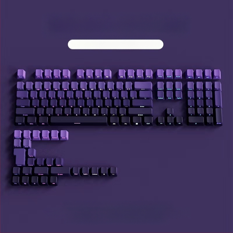 Pbt poolläbipaistvad klahvikatted küljele graveeritud mustritega, mikrolihvitud pind, 131 klahvi, kuuevärviline gradientvärvi sublimatsioon, moodsad, ühilduvad mehaaniliste klaviatuuridega