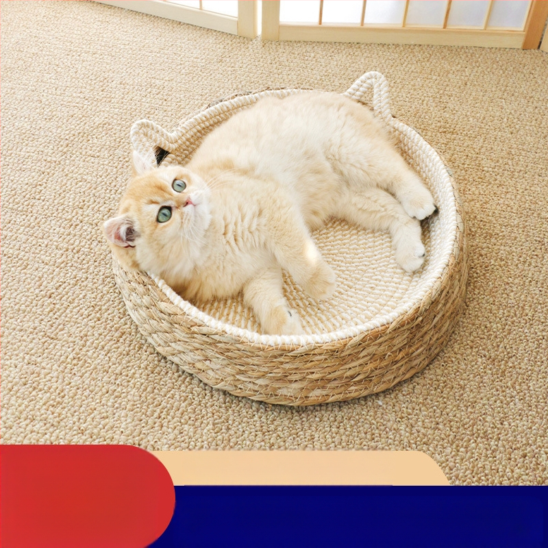 Gnijezdo za mačke od ratana, velika daska za grebanje mačaka, otporna na habanje, integrirana daska za grebanje od ratana, otporna na ogrebotine, zima, četiri godišnja doba, univerzalno gnijezdo za otpadne mačke, prekogranično grijanje