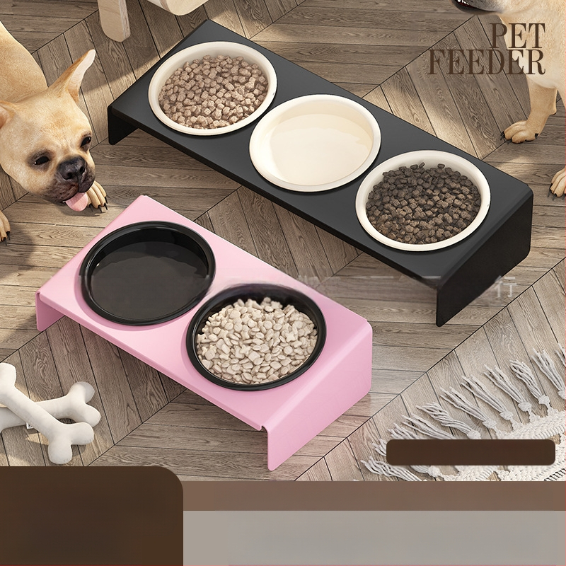 Keraamiline lemmikloomapott, kassitoit, kassikauss, lemmikloomakauss, musta lõuavastane, koputamisvastane, kaldus lemmiklooma kaelakaitse, söögitarbed