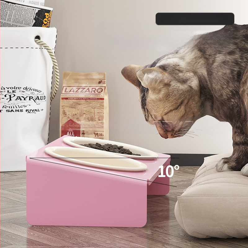 Keraamiline lemmikloomapott, kassitoit, kassikauss, lemmikloomakauss, musta lõuavastane, koputamisvastane, kaldus lemmiklooma kaelakaitse, söögitarbed