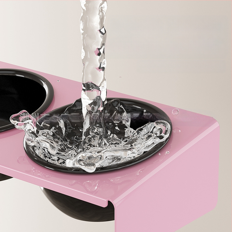 Keraamiline lemmikloomapott, kassitoit, kassikauss, lemmikloomakauss, musta lõuavastane, koputamisvastane, kaldus lemmiklooma kaelakaitse, söögitarbed