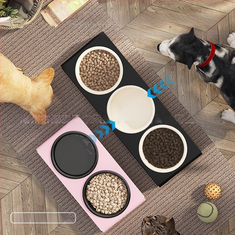 Keraamiline lemmikloomapott, kassitoit, kassikauss, lemmikloomakauss, musta lõuavastane, koputamisvastane, kaldus lemmiklooma kaelakaitse, söögitarbed