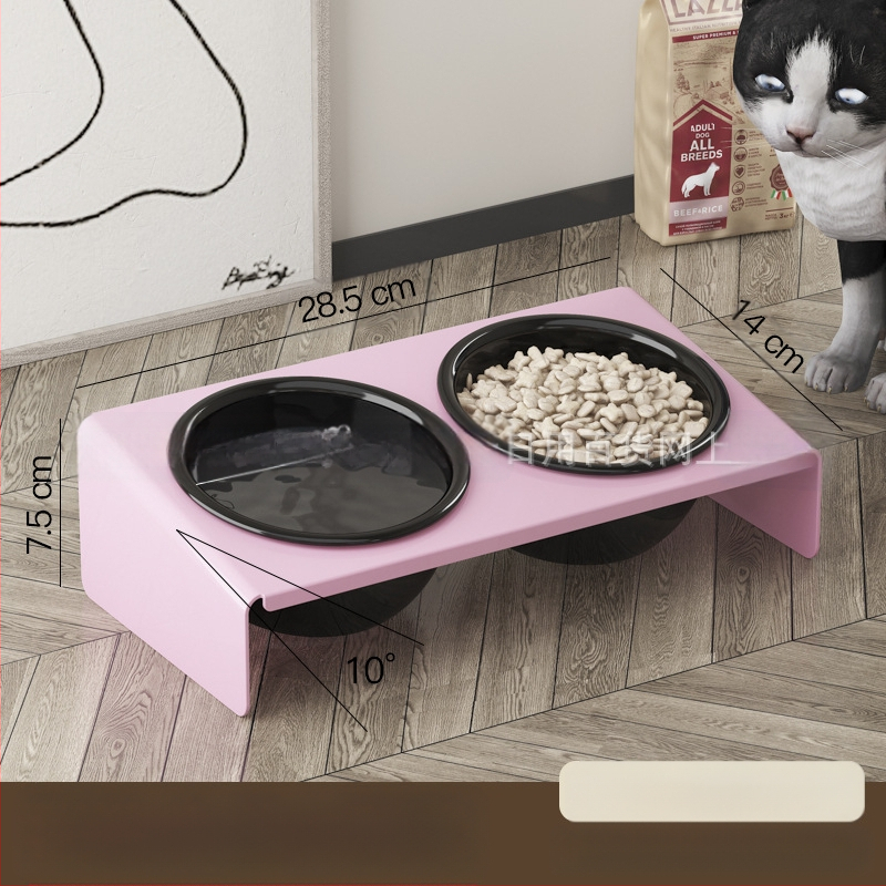 Keraamiline lemmikloomapott, kassitoit, kassikauss, lemmikloomakauss, musta lõuavastane, koputamisvastane, kaldus lemmiklooma kaelakaitse, söögitarbed