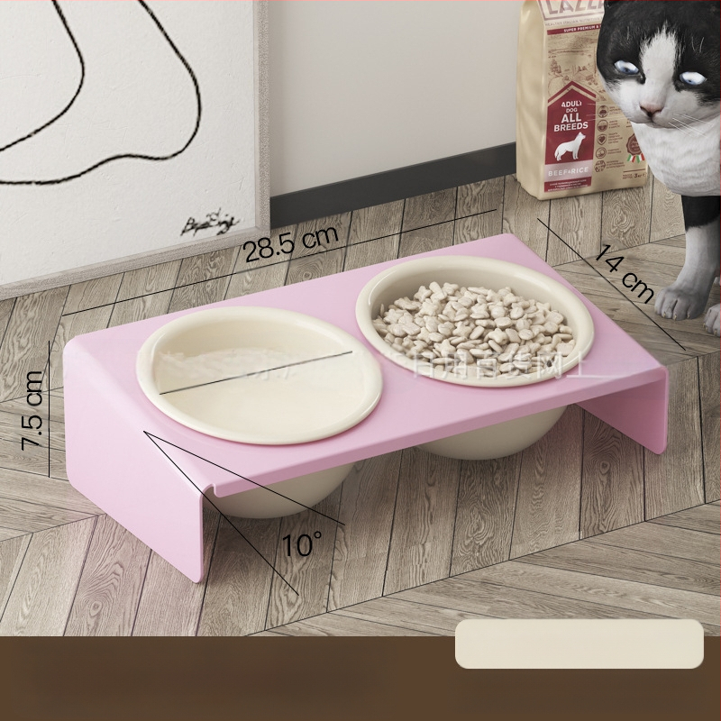 Keraamiline lemmikloomapott, kassitoit, kassikauss, lemmikloomakauss, musta lõuavastane, koputamisvastane, kaldus lemmiklooma kaelakaitse, söögitarbed