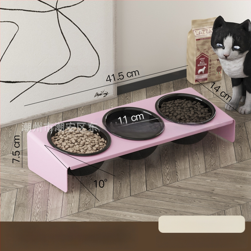 Keraamiline lemmikloomapott, kassitoit, kassikauss, lemmikloomakauss, musta lõuavastane, koputamisvastane, kaldus lemmiklooma kaelakaitse, söögitarbed