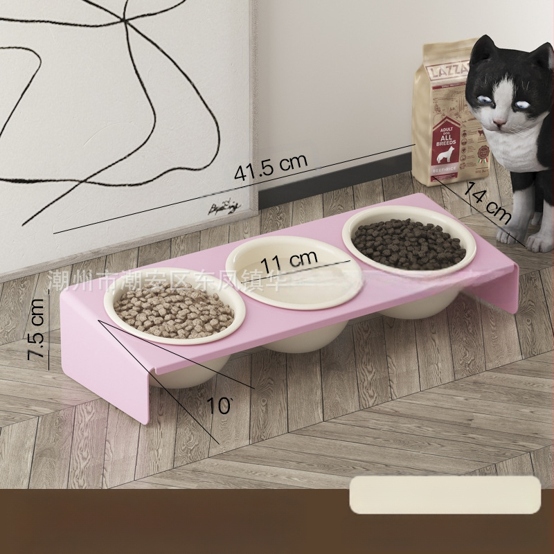 Keraamiline lemmikloomapott, kassitoit, kassikauss, lemmikloomakauss, musta lõuavastane, koputamisvastane, kaldus lemmiklooma kaelakaitse, söögitarbed