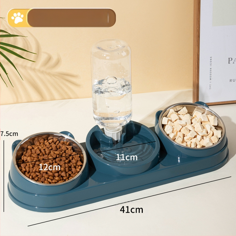 Macskatál Dupla tál Kutyatiszt Ferde szájvédelem Nyakgerinc Automatikus itató Felborulásgátló Macskaeledel Kutya Rizstál Macskakellékek