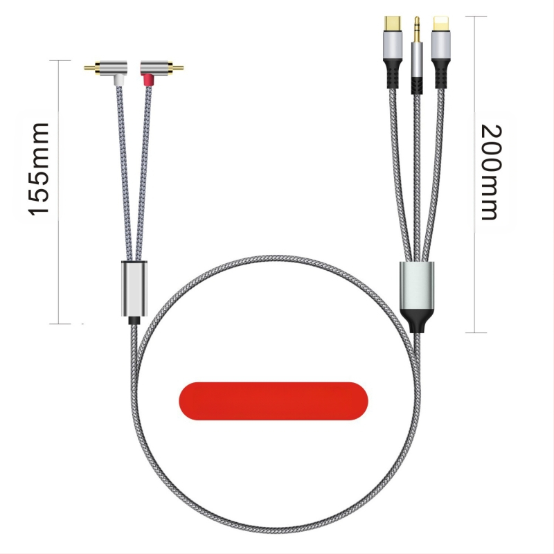 Трансграничен аудио кабел Lotus "три в едно" към 2Rca, подходящ за Apple Type-C 3.5 мм към аудио високоговорител и усилвател
