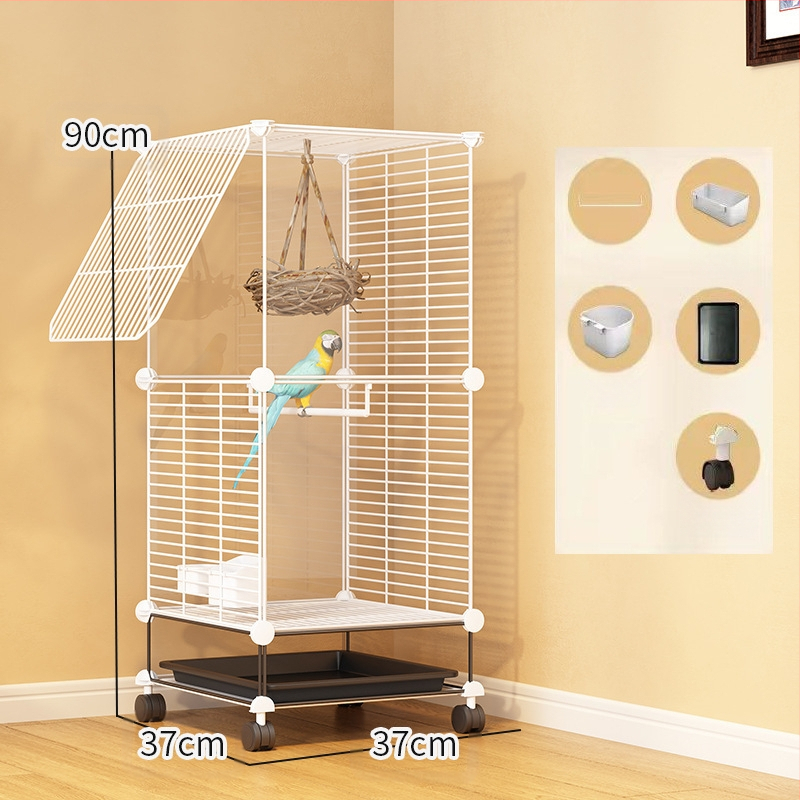 Läbipaistev dekoratiivne puur, viirpapagoi, Xuanfeng pojeng, lind, tikitud silmaga majapidamistarbed, suur villa, metallist kodu, suur ruum