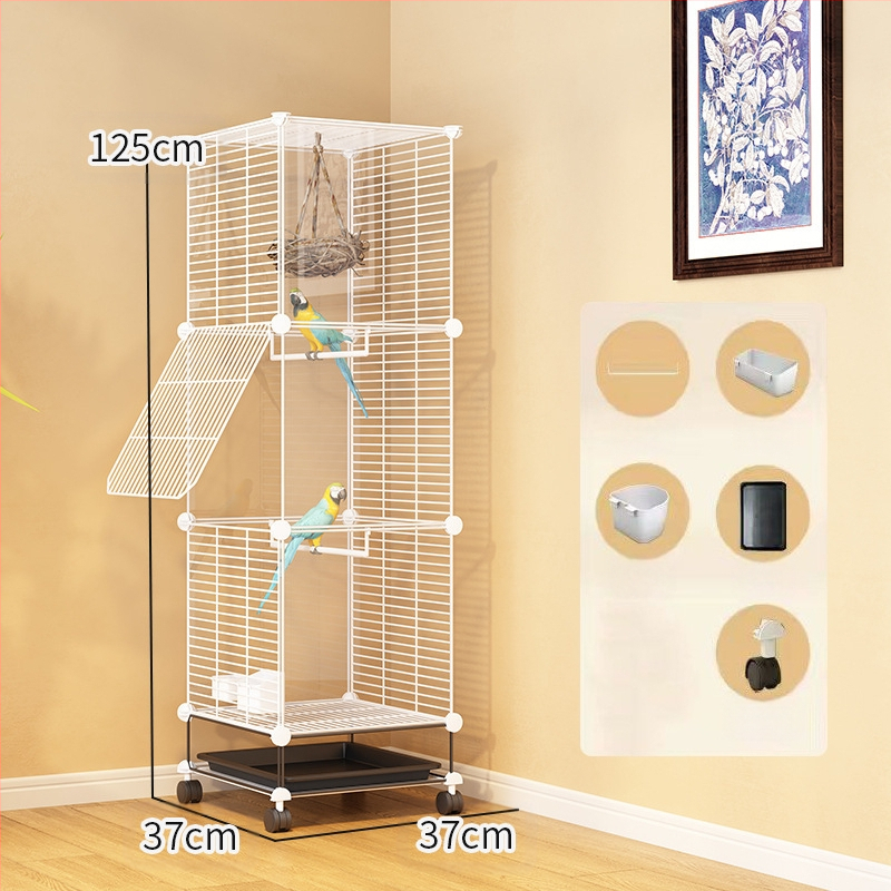 Läbipaistev dekoratiivne puur, viirpapagoi, Xuanfeng pojeng, lind, tikitud silmaga majapidamistarbed, suur villa, metallist kodu, suur ruum