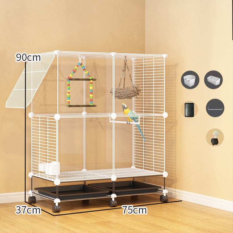 Läbipaistev dekoratiivne puur, viirpapagoi, Xuanfeng pojeng, lind, tikitud silmaga majapidamistarbed, suur villa, metallist kodu, suur ruum