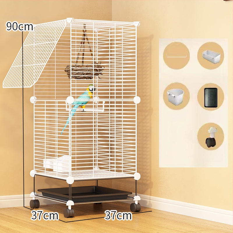 Läbipaistev dekoratiivne puur, viirpapagoi, Xuanfeng pojeng, lind, tikitud silmaga majapidamistarbed, suur villa, metallist kodu, suur ruum