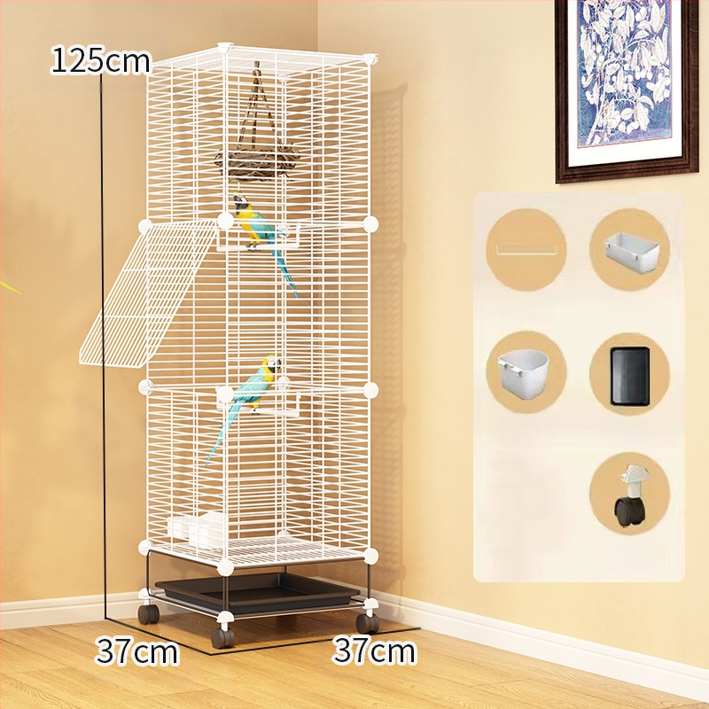 Läbipaistev dekoratiivne puur, viirpapagoi, Xuanfeng pojeng, lind, tikitud silmaga majapidamistarbed, suur villa, metallist kodu, suur ruum