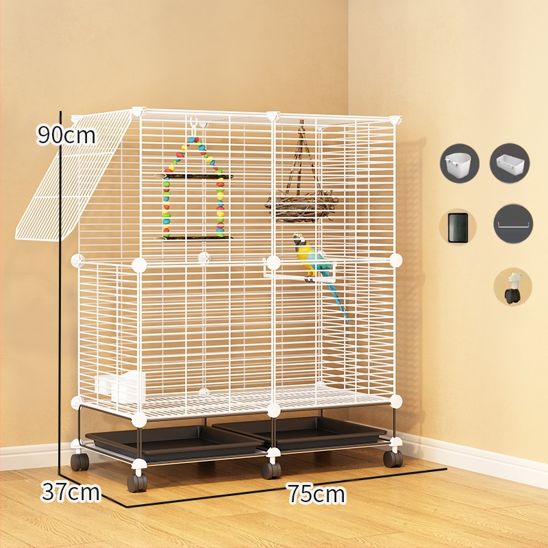 Läbipaistev dekoratiivne puur, viirpapagoi, Xuanfeng pojeng, lind, tikitud silmaga majapidamistarbed, suur villa, metallist kodu, suur ruum