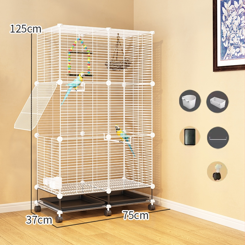 Läbipaistev dekoratiivne puur, viirpapagoi, Xuanfeng pojeng, lind, tikitud silmaga majapidamistarbed, suur villa, metallist kodu, suur ruum