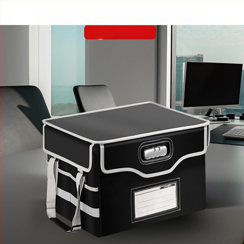 Pārrobežu ūdensnecaurlaidīga, ugunsdroša, augstas temperatūras izturīga, ugunsdroša, divslāņu, saliekama dokumentu kaste ar slēdzeni