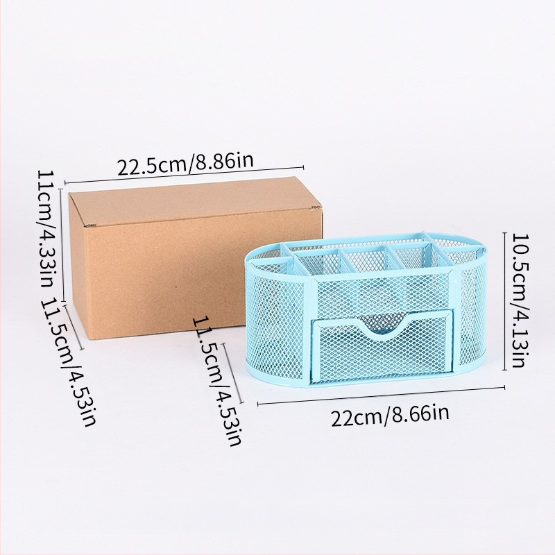 Metallist rauast võrgust üheksa ruudustikuga hoiukarbi lauapliiatsihoidja, müügil olev kirjatarvete ämber, uus stiil, sahtliga hoiukarbi pliiatsihoidja, hulgimüük