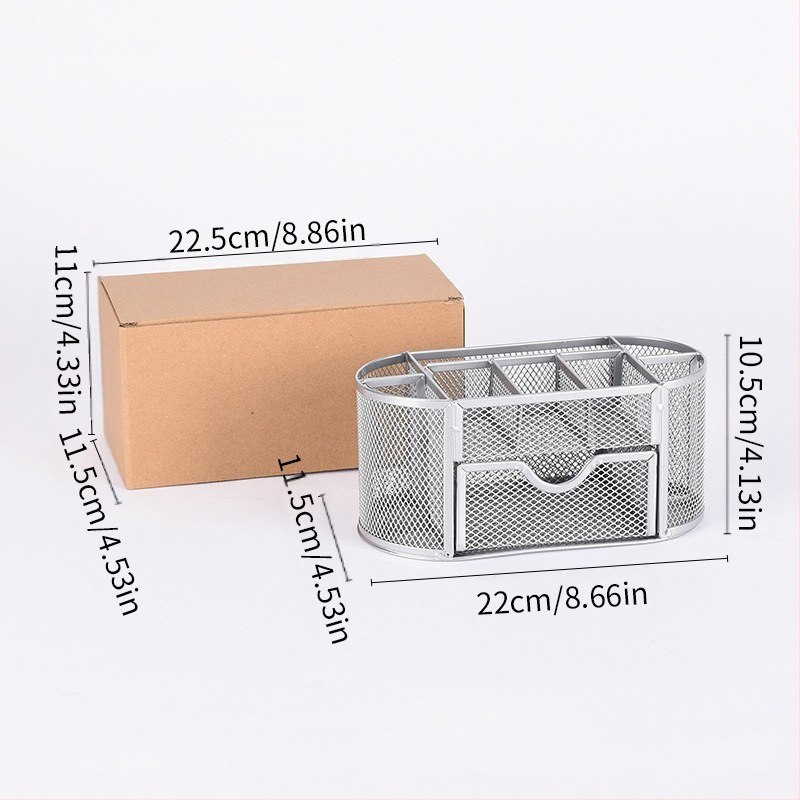 Metallist rauast võrgust üheksa ruudustikuga hoiukarbi lauapliiatsihoidja, müügil olev kirjatarvete ämber, uus stiil, sahtliga hoiukarbi pliiatsihoidja, hulgimüük